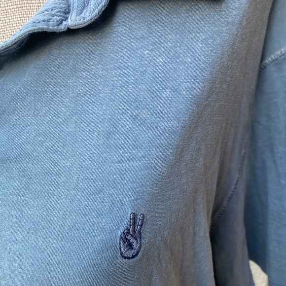 John Varvatos blue Leroy Johnny collar style 100% cotton men’s stretchy shirt - Picture 4 of 11